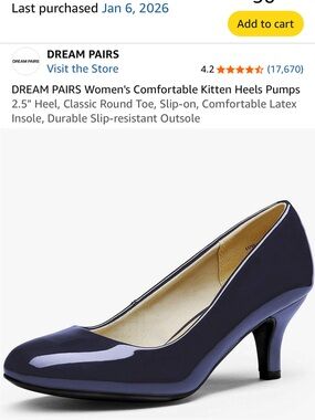 DREAM PAIRS Navy Patent Kitten Heel Pumps